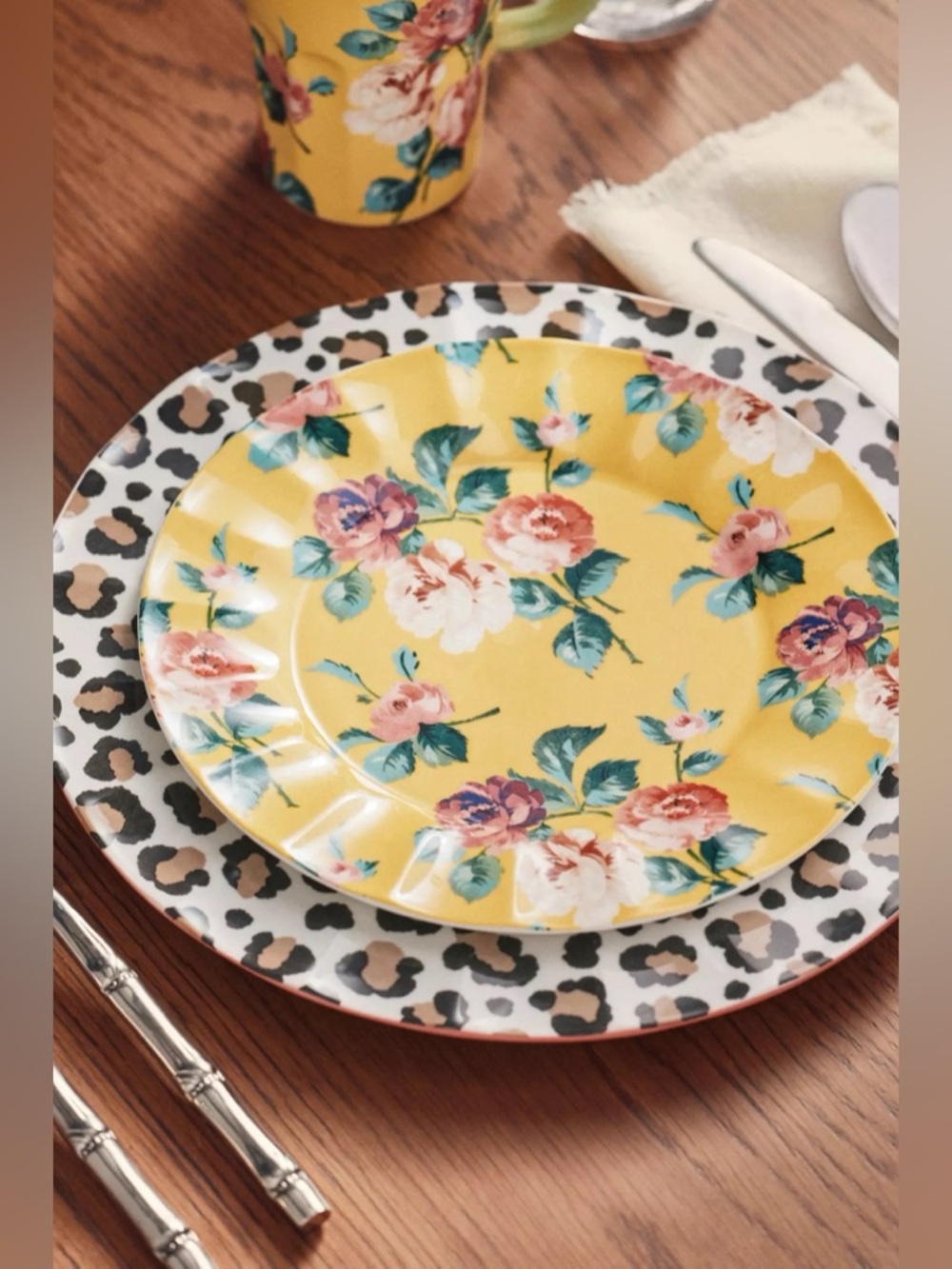 NEW Anthropologie Maeve Chintzware Stoneware Dessert Plate Yellow